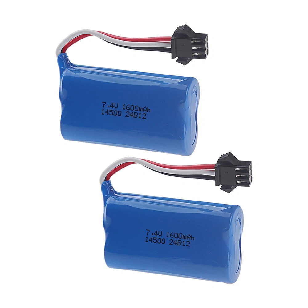 14500 2S Battery 7.4v 1600mAh Li-ion Battery for Water Bullet Gun Toys Accessory 7.4V Battery for Electric Toys Racing Vehicles