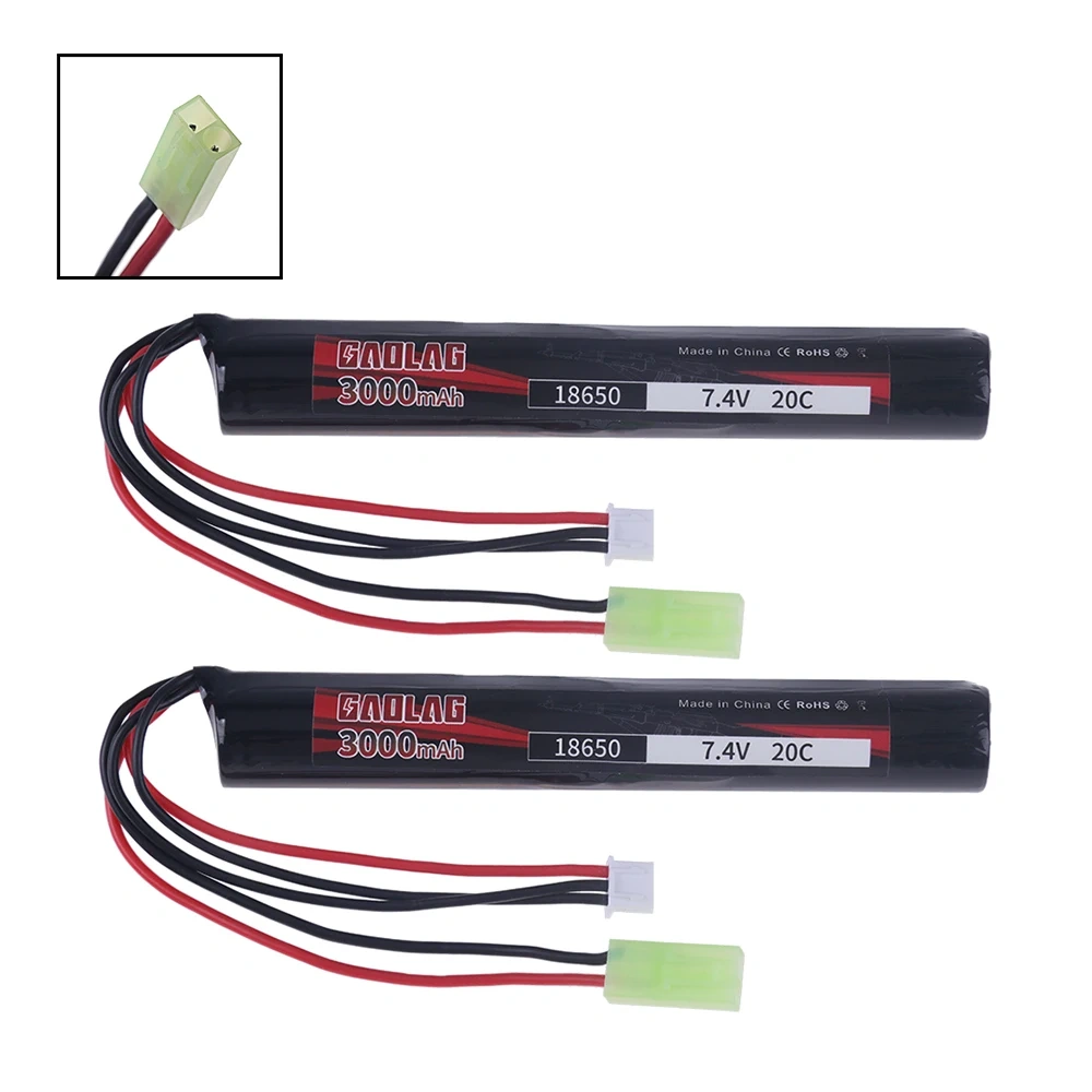 18650 7.4V 3000mah Power Battery Airsoft gun battery 20C AKKU Mini Airsoft toys 7.4V Water Gun Battery Model Parts TAMIYA PLUG
