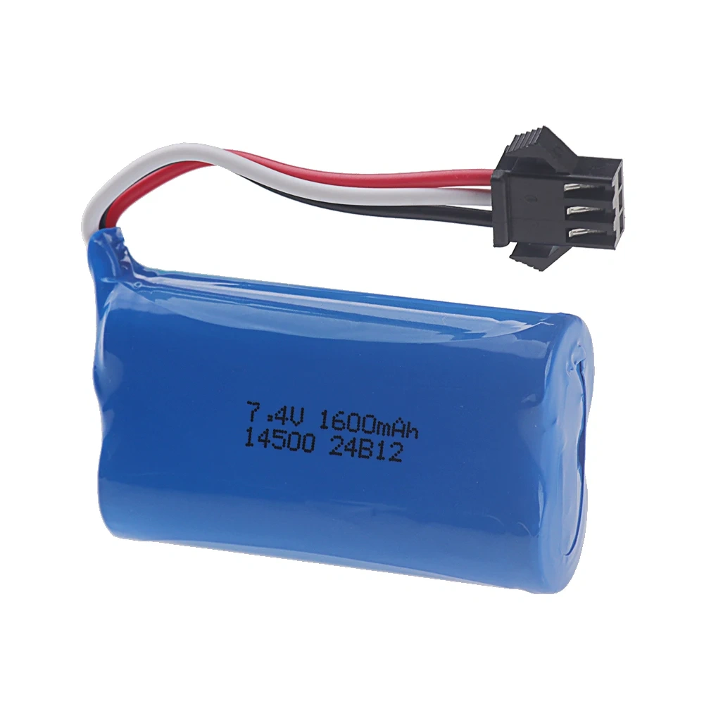 14500 2S Battery 7.4v 1600mAh Li-ion Battery for Water Bullet Gun Toys Accessory 7.4V Battery for Electric Toys Racing Vehicles