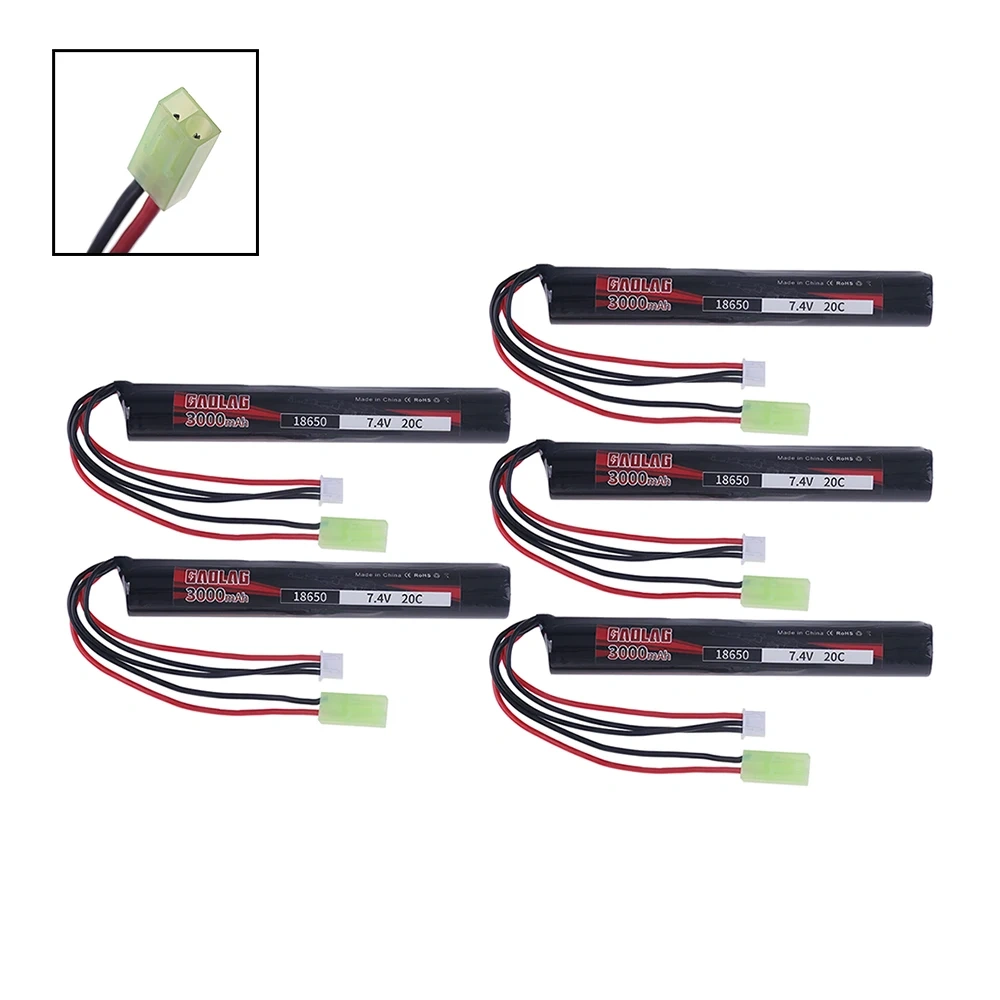 18650 7.4V 3000mah Power Battery Airsoft gun battery 20C AKKU Mini Airsoft toys 7.4V Water Gun Battery Model Parts TAMIYA PLUG