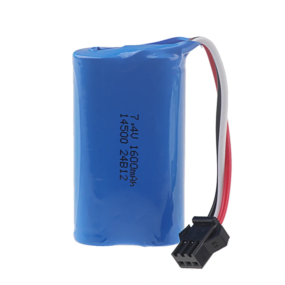 14500 7.4V 1600mAh Li-ion Battery SM-3P Plug For Remote Control water bullet gun Toys RC Parts 2S 7.4V Battery and USB Charger