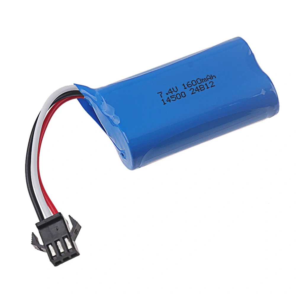 14500 7.4V 1600mAh Li-ion Battery SM-3P Plug For Remote Control water bullet gun Toys RC Parts 2S 7.4V Battery and USB Charger