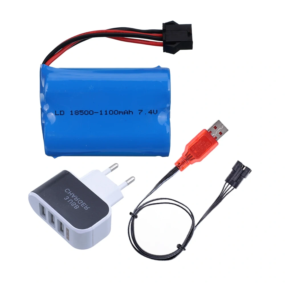 18500 7.4V 1100mAh Li-ion Battery / Charger For HJ808 HJ813 HJ815 UDI 001 UDI001 HQ960 Remote Control High-speed Boat Battery