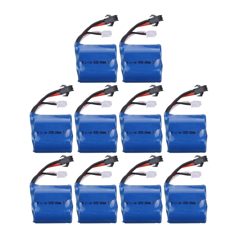 7.4v 600mAh Li-ion Battery for H100 H102 H106 2S 18350 7.4v Battery with SM-2P Plug for JJRC S1 S2 S3 S4 S5 High Speed RC boats