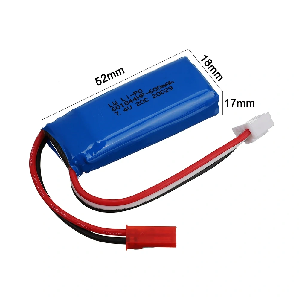 Upgrade 7.4V 600mAh LiPo Battery and charger cable For WLtoys F959 RC toy Parts 7.4v 2s Battery for XK DHC-2 A600 A700 A800 A430
