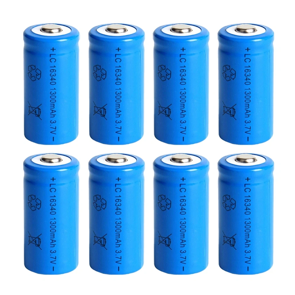 CR123A Battery For LED Flashlight Travel Wall Charger For 16340 CR123A Battery, 3.7V 1300mAh Li-ion Batteries, 16340 Battery