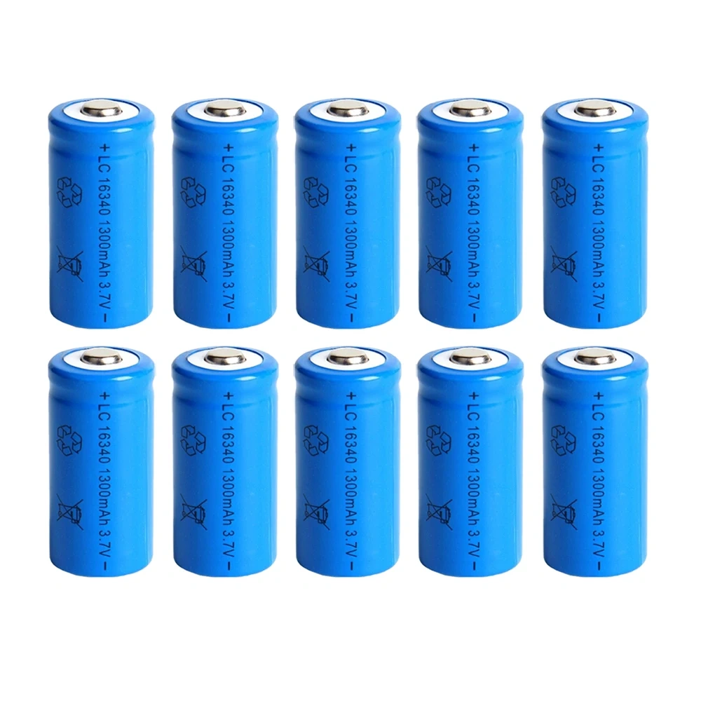 CR123A Battery For LED Flashlight Travel Wall Charger For 16340 CR123A Battery, 3.7V 1300mAh Li-ion Batteries, 16340 Battery