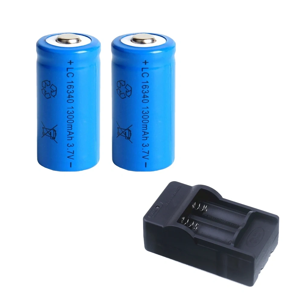 CR123A Battery For LED Flashlight Travel Wall Charger For 16340 CR123A Battery, 3.7V 1300mAh Li-ion Batteries, 16340 Battery