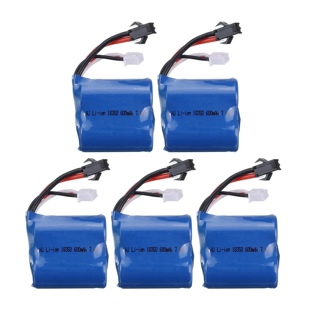 7.4v 600mAh Li-ion Battery for H100 H102 H106 2S 18350 7.4v Battery with SM-2P Plug for JJRC S1 S2 S3 S4 S5 High Speed RC boats