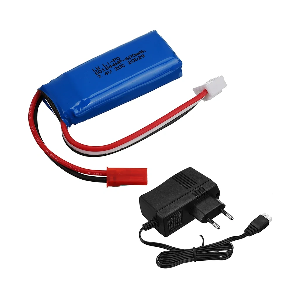Upgrade 7.4V 600mAh LiPo Battery and charger cable For WLtoys F959 RC toy Parts 7.4v 2s Battery for XK DHC-2 A600 A700 A800 A430