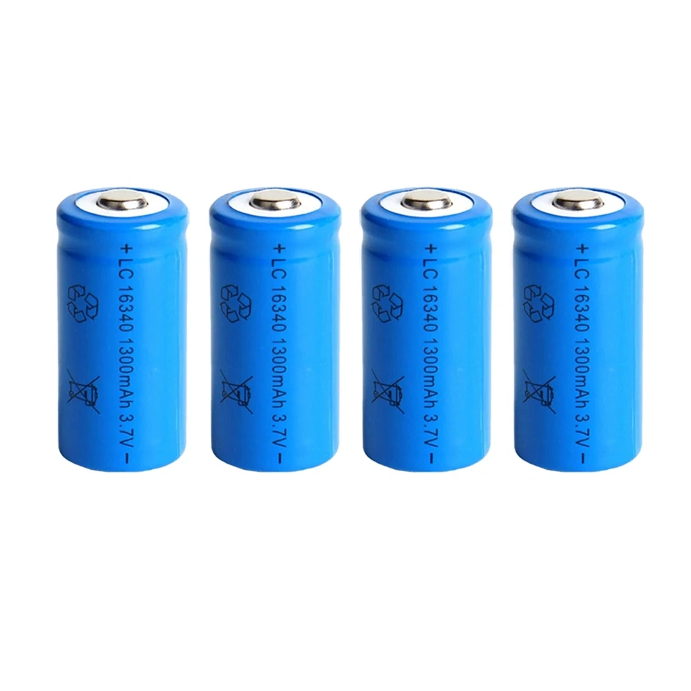 CR123A Battery For LED Flashlight Travel Wall Charger For 16340 CR123A Battery, 3.7V 1300mAh Li-ion Batteries, 16340 Battery