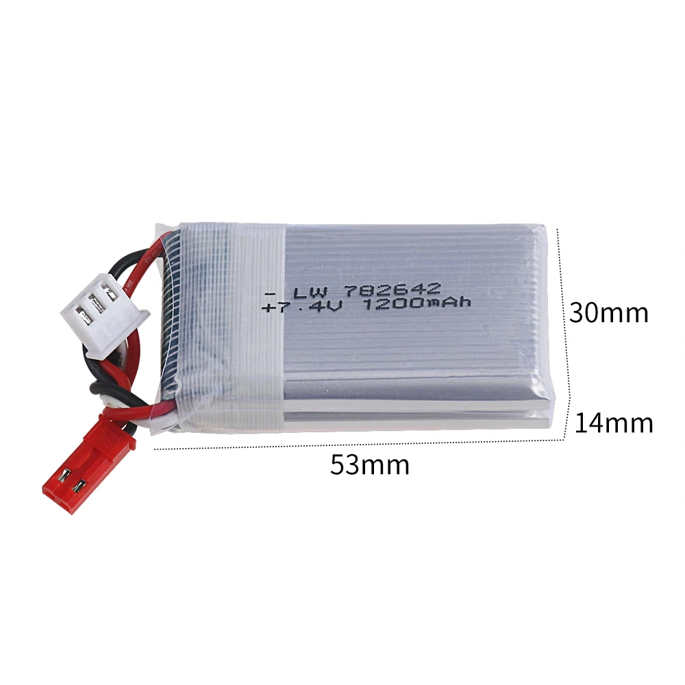 Upgrade 1200mah 7.4V Lipo Battery /7.4V Charger For Mjxrc X600 2s 1200mah 25C 782642 Battery For RC Drone 7.4 V Battery With JST