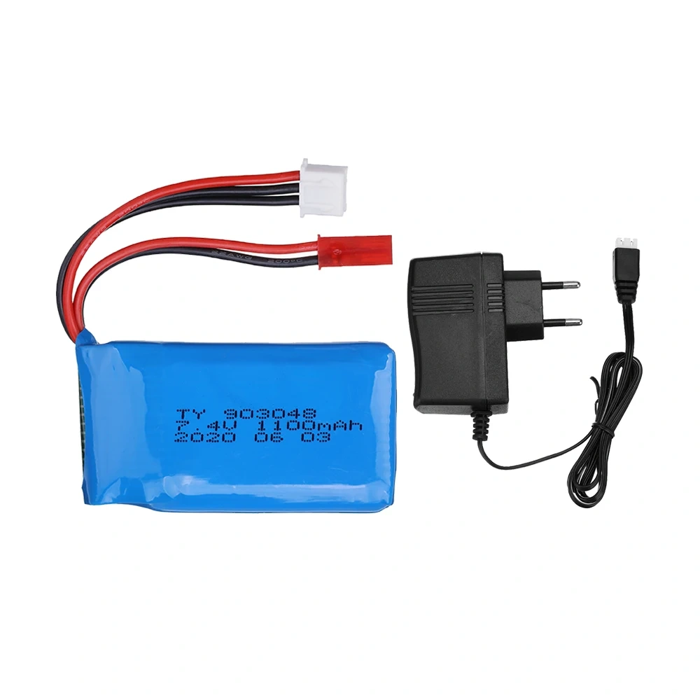 ( JST plug ) 7.4V 1100mAh Lipo Battery / USB Charger 903048 For WLtoys A949 A959 A969 A979 K929 1/18 Rc Car Parts