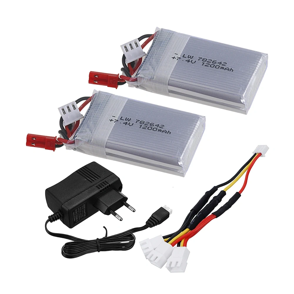Upgrade 1200mah 7.4V Lipo Battery /7.4V Charger For Mjxrc X600 2s 1200mah 25C 782642 Battery For RC Drone 7.4 V Battery With JST