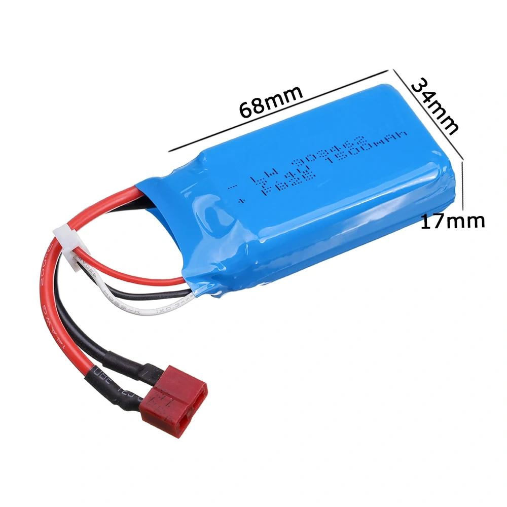 7.4V 1500mAh Lipo Battery T Plug For Remote Control Wtoys 144001 12428 12423 Racing Cars Boats Drones RC toys Spare Battery
