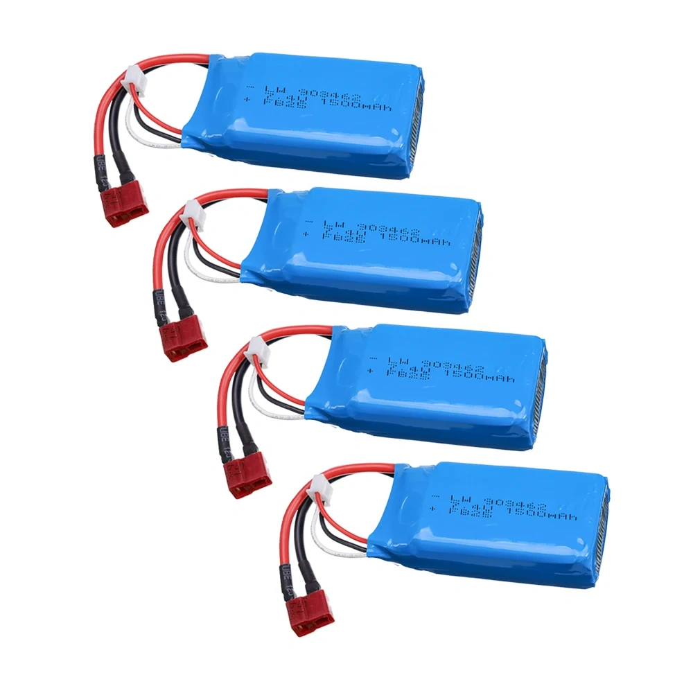 7.4V 1500mAh Lipo Battery T Plug For Remote Control Wtoys 144001 12428 12423 Racing Cars Boats Drones RC toys Spare Battery