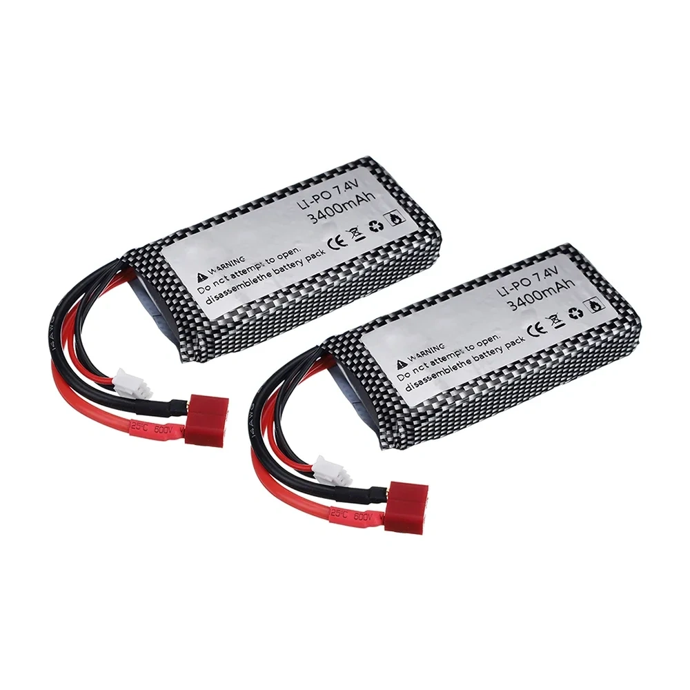HIGH POWER RC Car Lipo Battery 7.4V 3400mAh Max 60C For Wltoys 12428 12423 RC Car Upgrade part 2s 7.4v Battery for feiyue 03 Q39