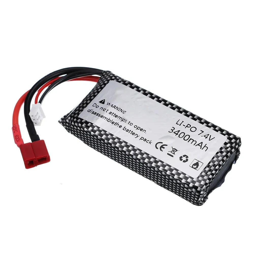 HIGH POWER RC Car Lipo Battery 7.4V 3400mAh Max 60C For Wltoys 12428 12423 RC Car Upgrade part 2s 7.4v Battery for feiyue 03 Q39