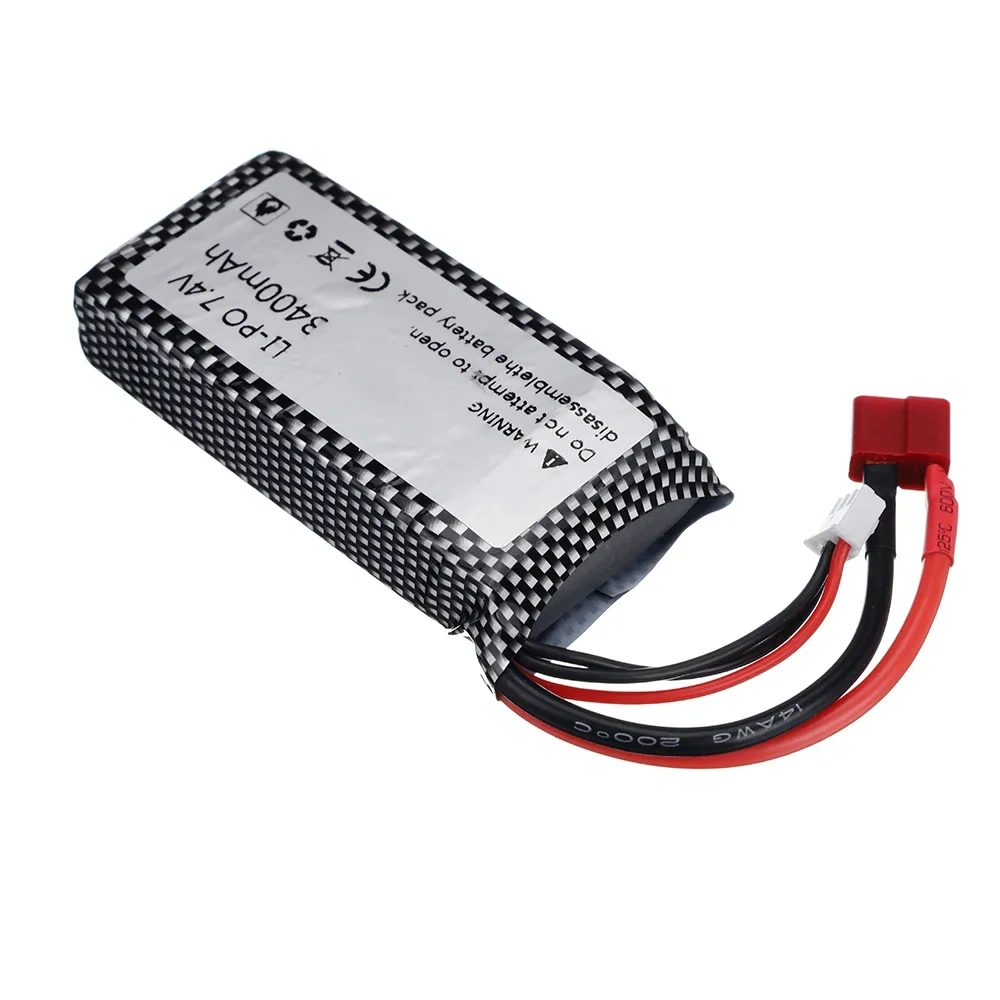HIGH POWER RC Car Lipo Battery 7.4V 3400mAh Max 60C For Wltoys 12428 12423 RC Car Upgrade part 2s 7.4v Battery for feiyue 03 Q39