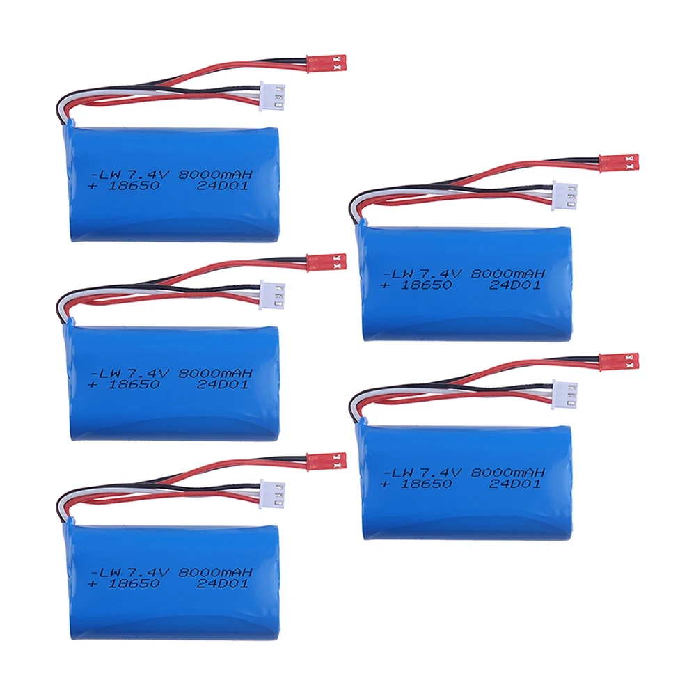 JST Plug 7.4V 18650 8000mAh Li-ion Battery pack For USB SG1605 SG1606 SG1603 SG1604 Pro UDIRC UD 1603 1607 Pro RC Car