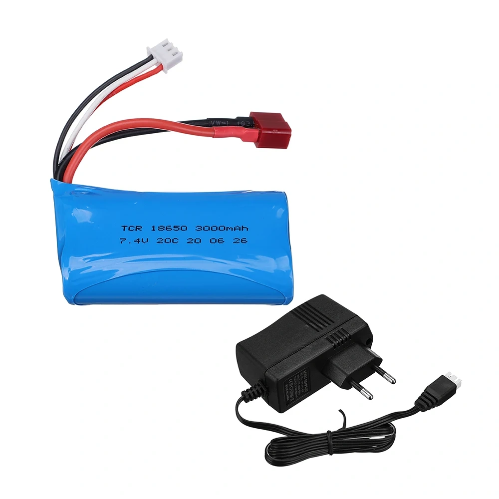 7.4V 3000mAh Li-ion Battery for Q46 Wltoys 10428 /12428/12423 RC Car Spare Parts with USB Charger 7.4V 2S Battery for Toys Parts