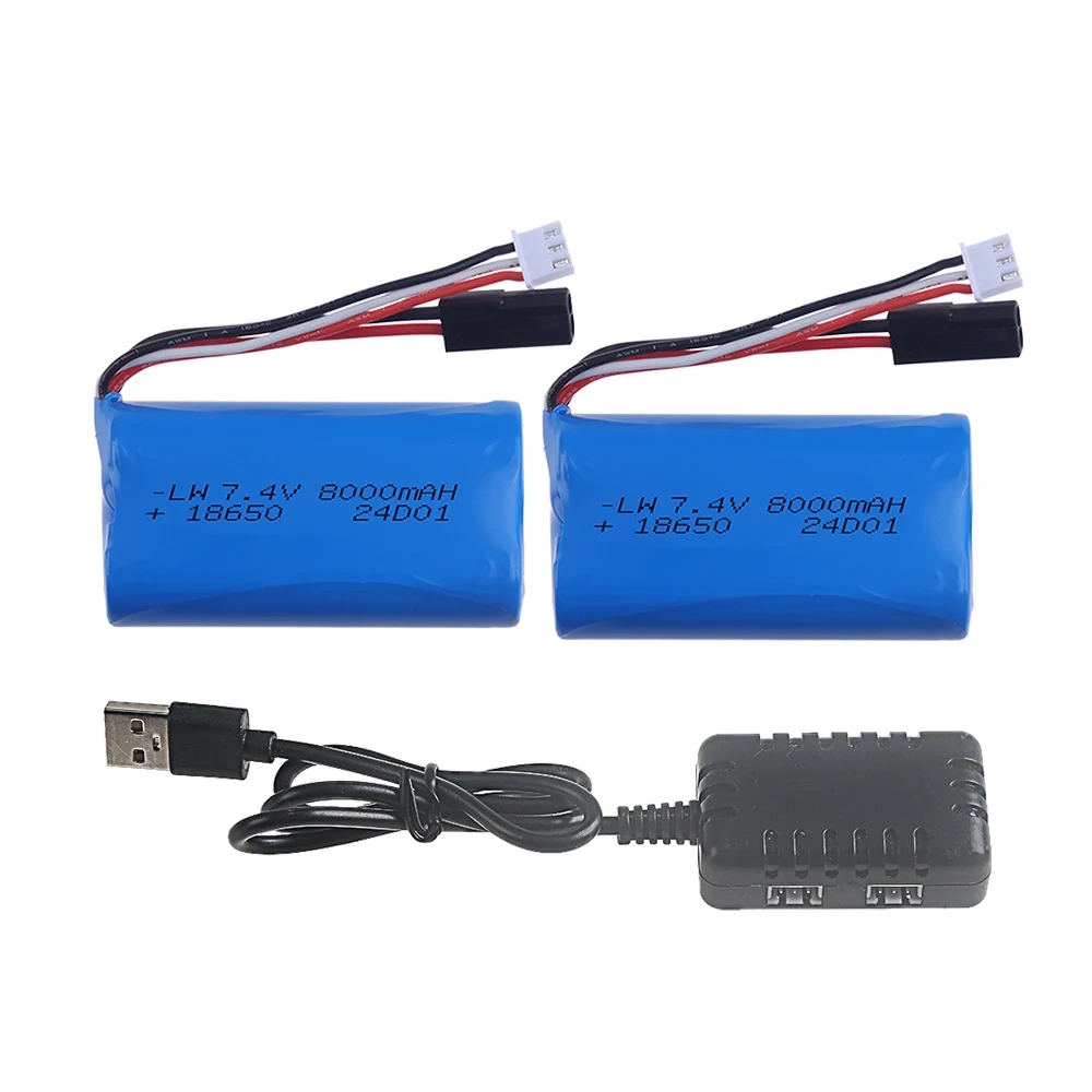 (5500 Plug) 18650 7.4V 8000Mah Battery, for MJX T40C F39 F49 T39, BG1518 BG1513 BG1515 BG1507 BG1506 RC Toys cars boat Parts