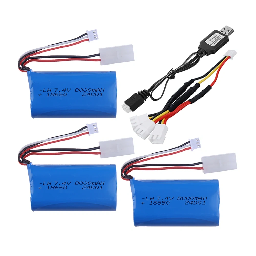 7.4V 8000mAH 20C Li-ion Batery with Tamiya Plug 2S for remote control helicopter Car Tank Boat Toys Parts 7.4 V 18650 battery