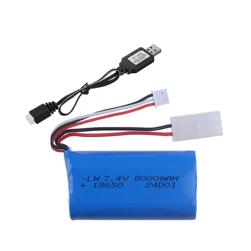7.4V 8000mAH 20C Li-ion Batery with Tamiya Plug 2S for remote control helicopter Car Tank Boat Toys Parts 7.4 V 18650 battery