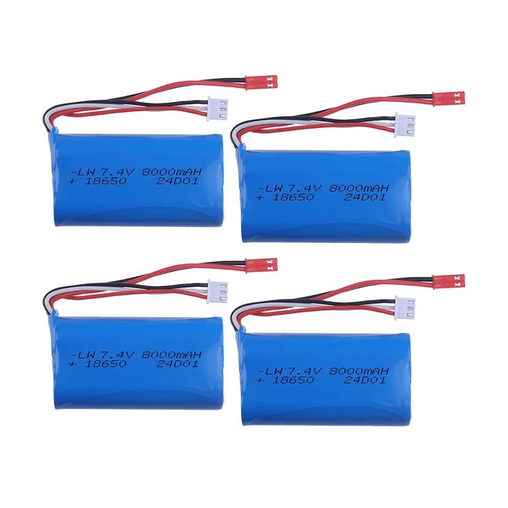 JST Plug 7.4V 18650 8000mAh Li-ion Battery pack For USB SG1605 SG1606 SG1603 SG1604 Pro UDIRC UD 1603 1607 Pro RC Car