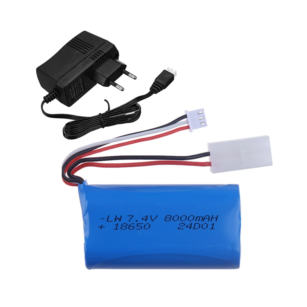 7.4V 8000mAH 20C Li-ion Batery with Tamiya Plug 2S for remote control helicopter Car Tank Boat Toys Parts 7.4 V 18650 battery