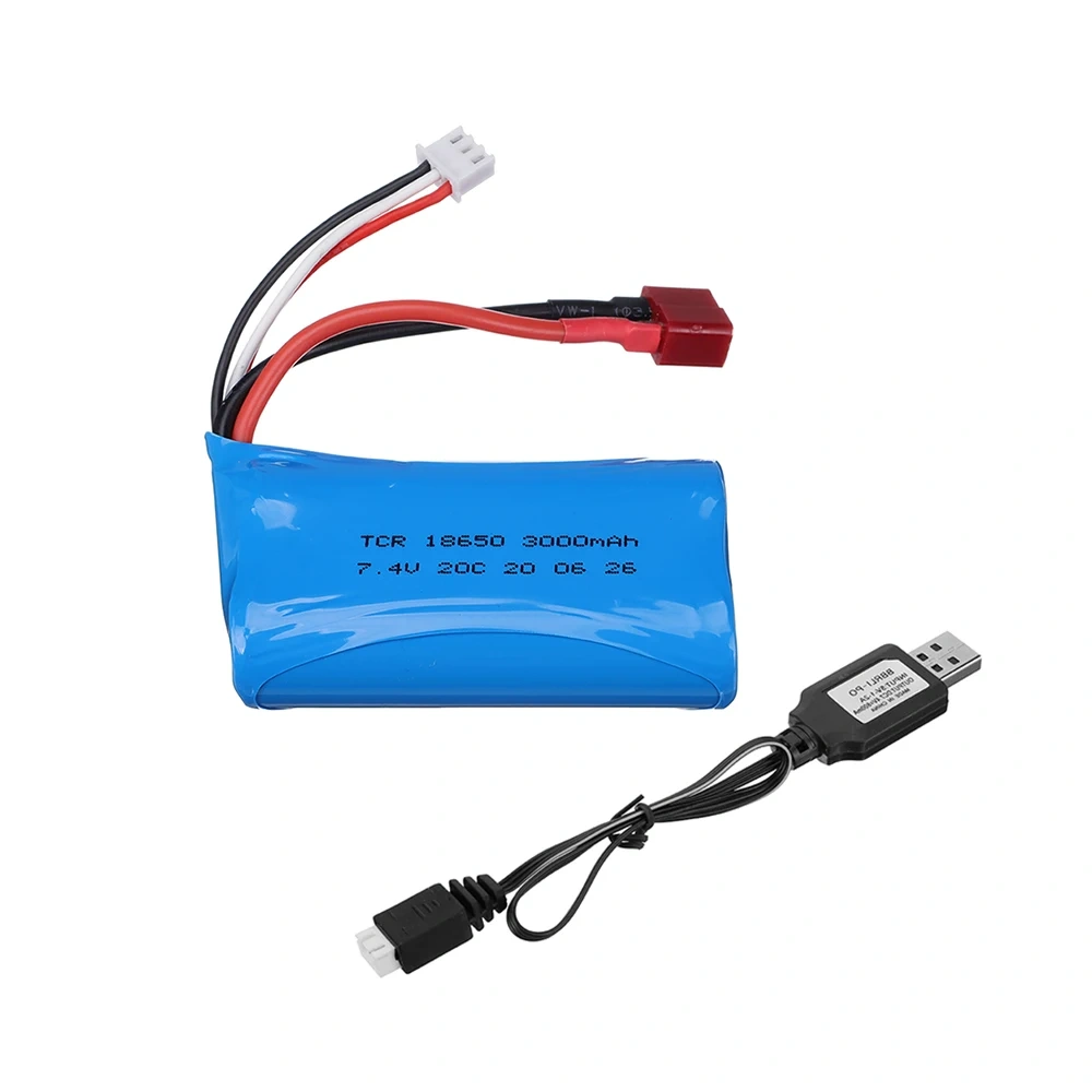 7.4V 3000mAh Li-ion Battery for Q46 Wltoys 10428 /12428/12423 RC Car Spare Parts with USB Charger 7.4V 2S Battery for Toys Parts