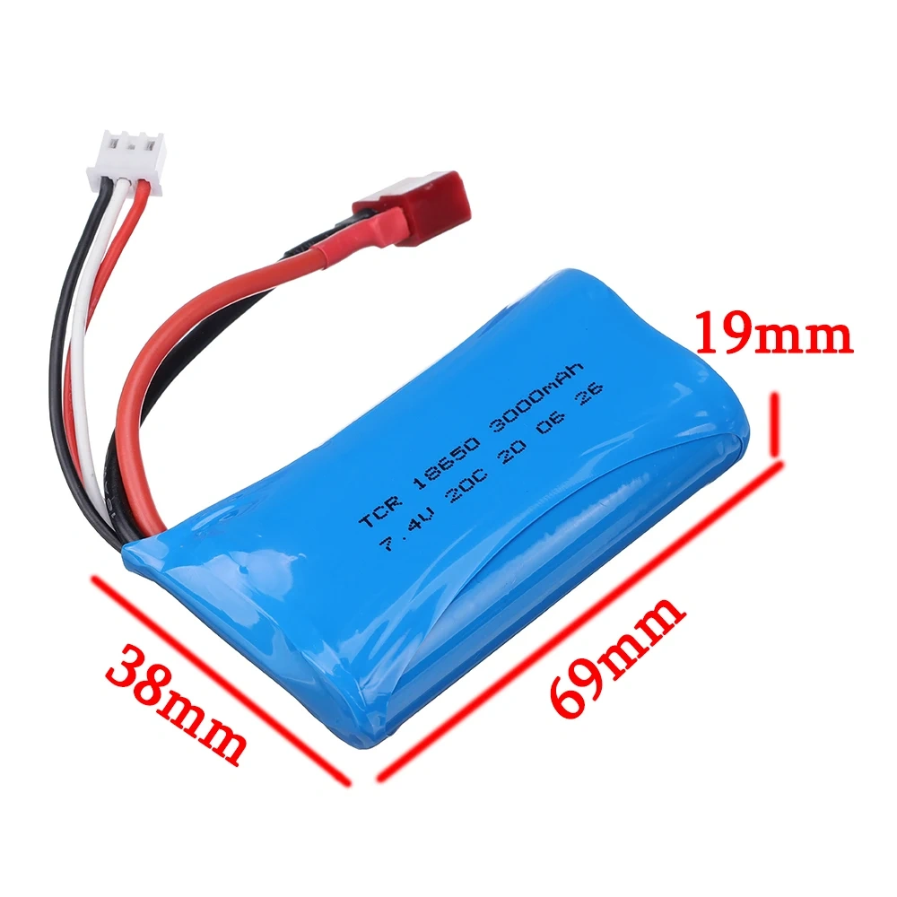 7.4V 3000mah lipo Battery 18650 2S T Plug for Q46 Wltoys 10428 /12428/12423 RC Car Spare Accessories 7.4V high capacity battery