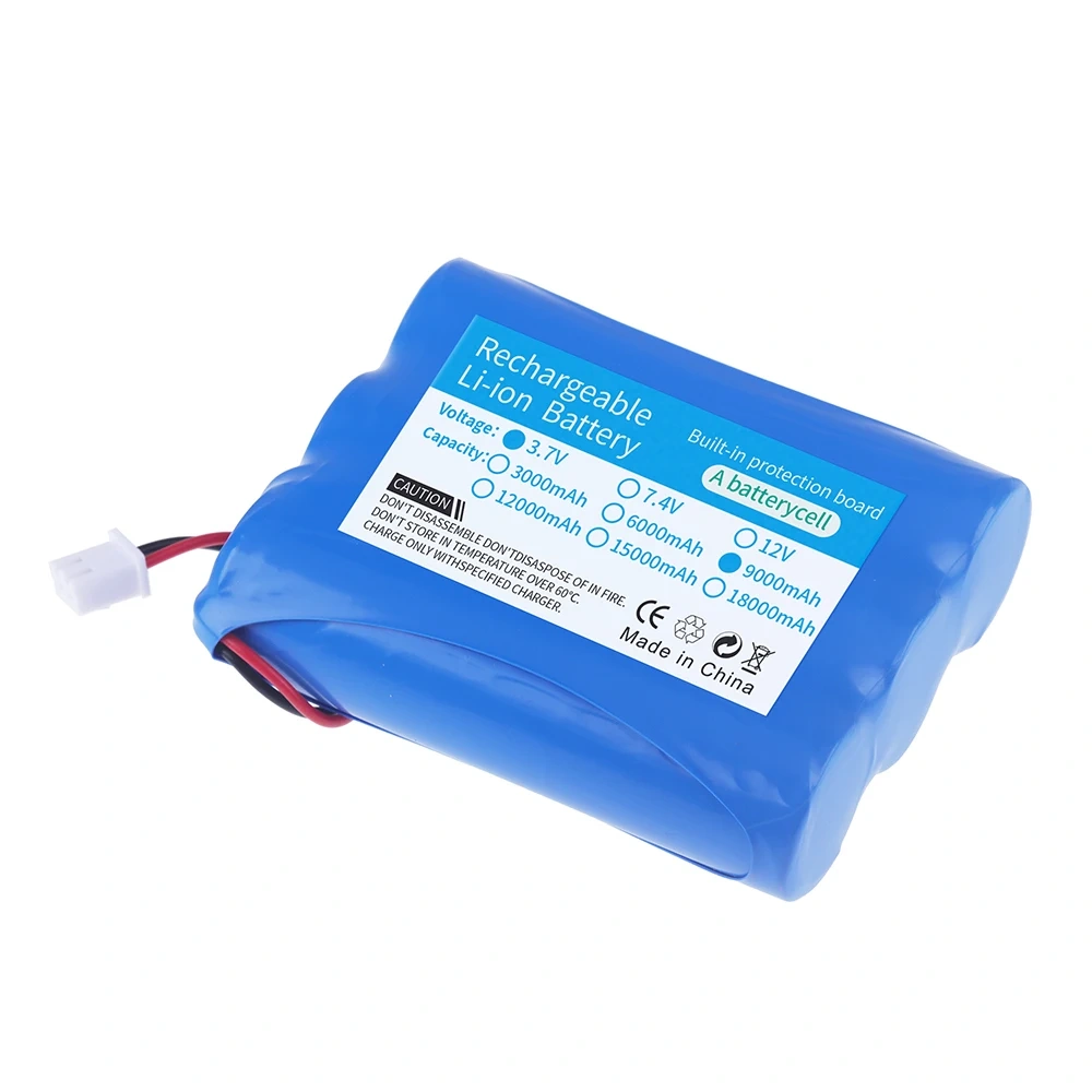 1S3P 3.7V 9000mAh 18650 Lithium Battery with XH2.54-2P Plug For Fishing LED Light Bluetooth Speaker 4.2V Emergency Light Backup