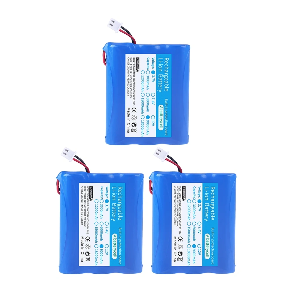 1S3P 3.7V 9000mAh 18650 Lithium Battery with XH2.54-2P Plug For Fishing LED Light Bluetooth Speaker 4.2V Emergency Light Backup