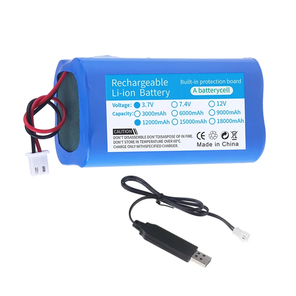 4.2V Emergency DIY Batteries 18650 Lithium-ion 3.7V 12000mah Rechargeable Battery Pack For Fishing LED Light Bluetooth Speaker