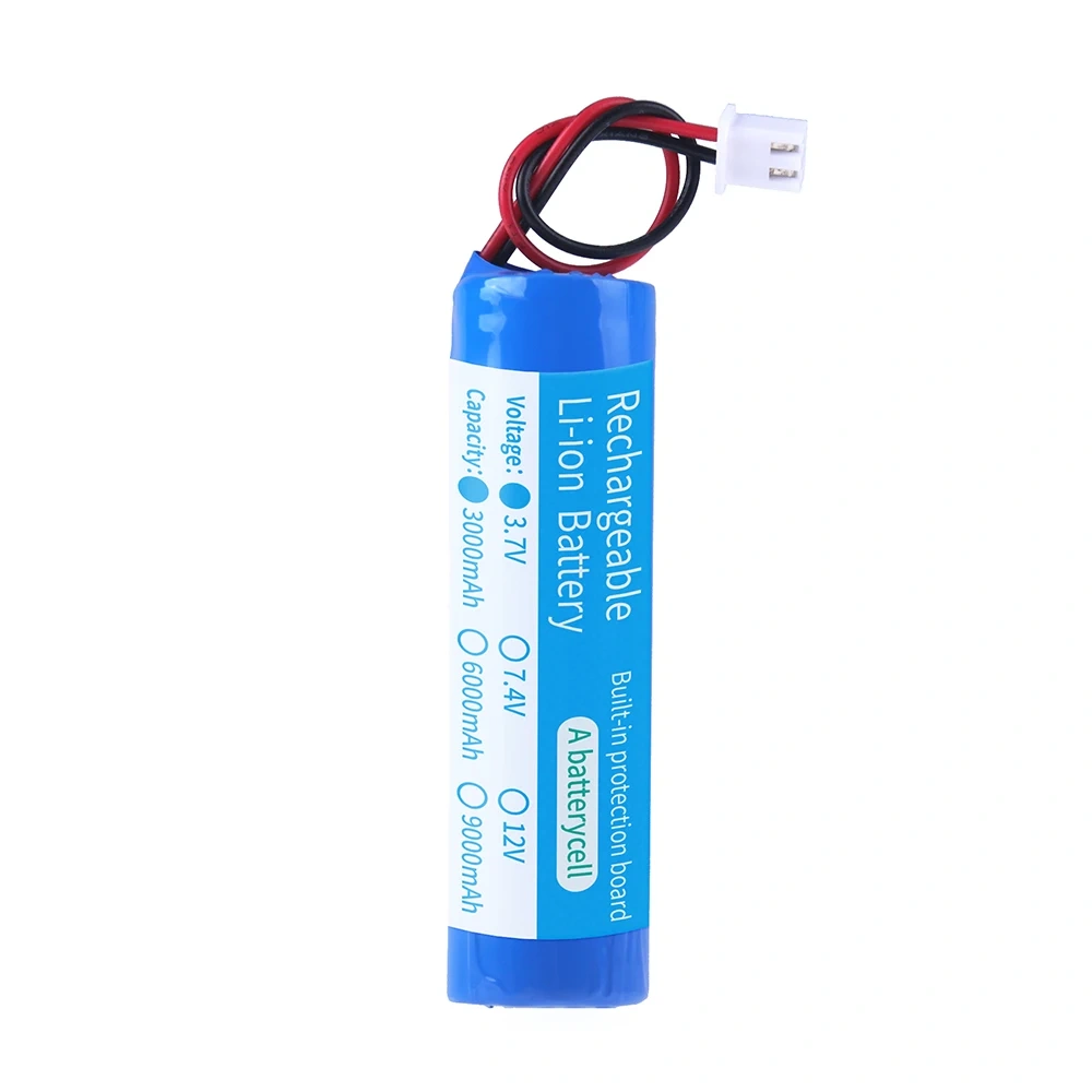 3.7V 18650 3000mah Lithium-ion Battery for Flashlight, Bluetooth, speaker, Hair Clipper, Led Light, Toy Car (XH2.54-2P PLUG)