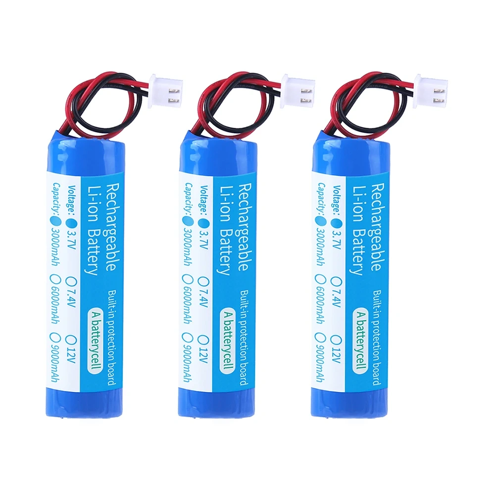 3.7V 18650 3000mah Lithium-ion Battery for Flashlight, Bluetooth, speaker, Hair Clipper, Led Light, Toy Car (XH2.54-2P PLUG)