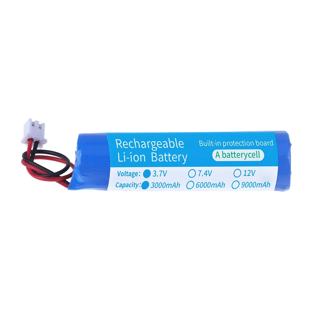 3.7V 18650 3000mah Lithium-ion Battery for Flashlight, Bluetooth, speaker, Hair Clipper, Led Light, Toy Car (XH2.54-2P PLUG)