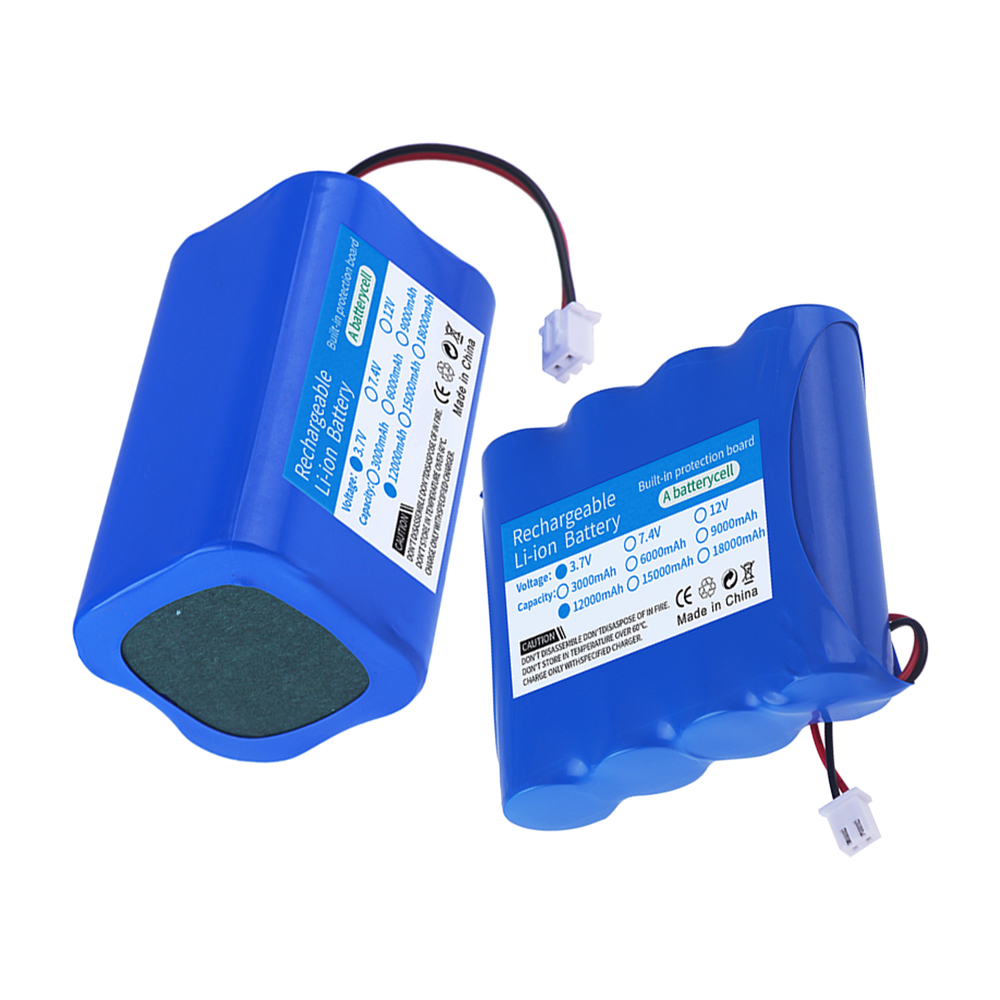 3.7V 12000mAh Rechargeable Battery Pack for Megaphone Speaker 1S4P 4.2V 18650 Lithium Battery with PH2.0-2P Plug