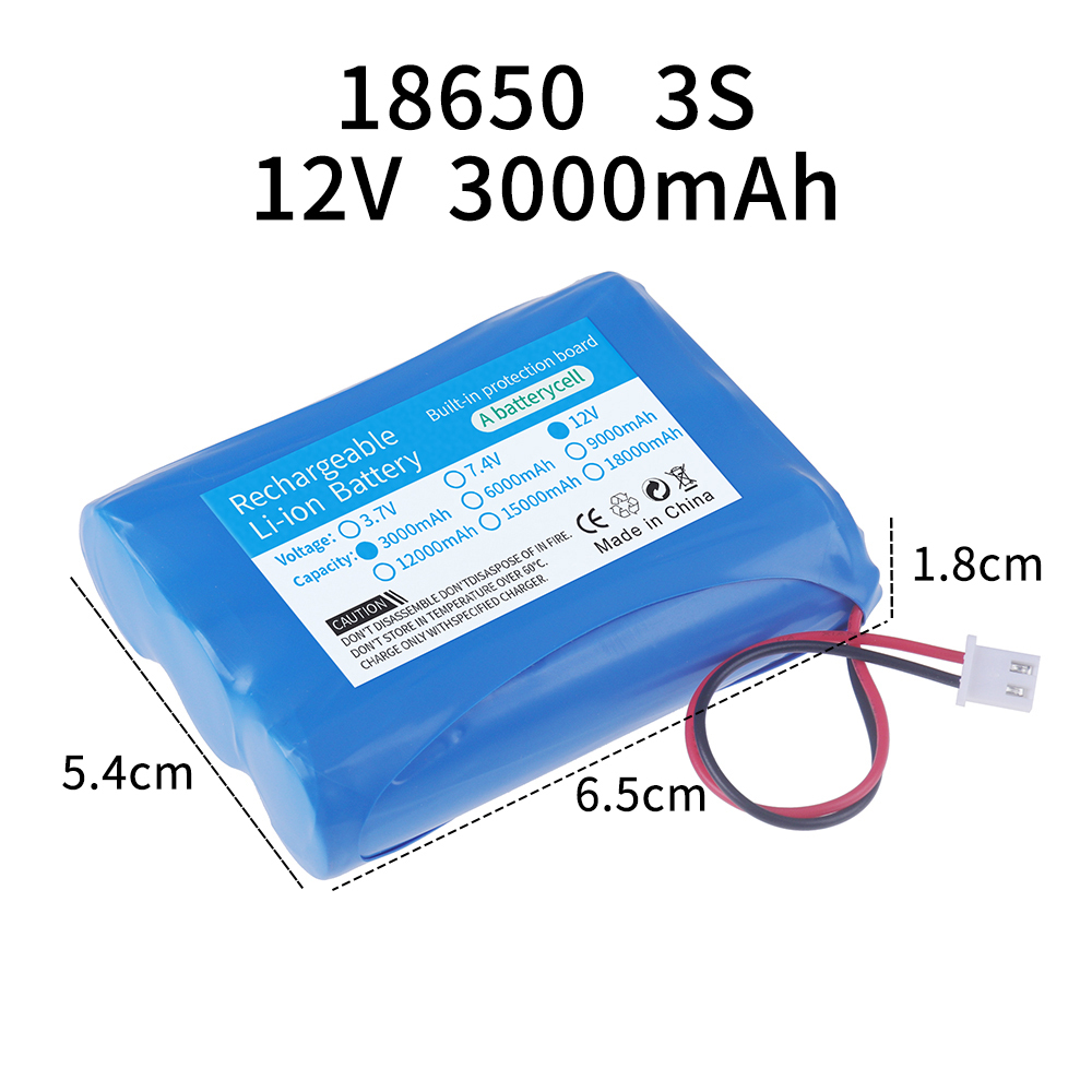12V 3000mAh 6000mAh Rechargeable 18650 Li-Ion Battery Pack for Backup Power Ups Monitor CCTV Camera Battery 12.6V Accessories