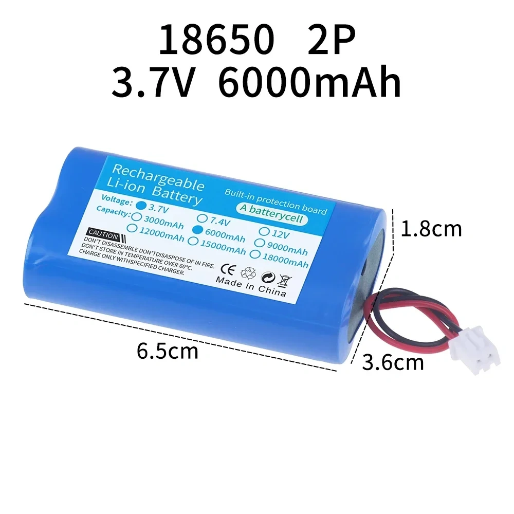 3.7V Lithium Battery Pack 18650 3000mAh 6000mAh 9000mAh 12000mAh for Fishing LED Light Bluetooth Speaker Emergency DIY batteries