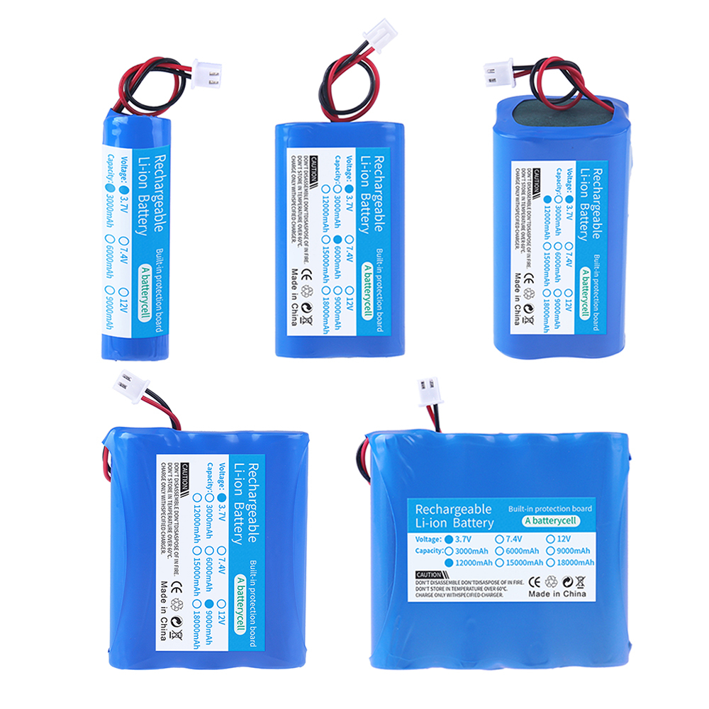 3.7V Lithium Battery Pack 18650 3000mAh 6000mAh 9000mAh 12000mAh for Fishing LED Light Bluetooth Speaker Emergency DIY batteries