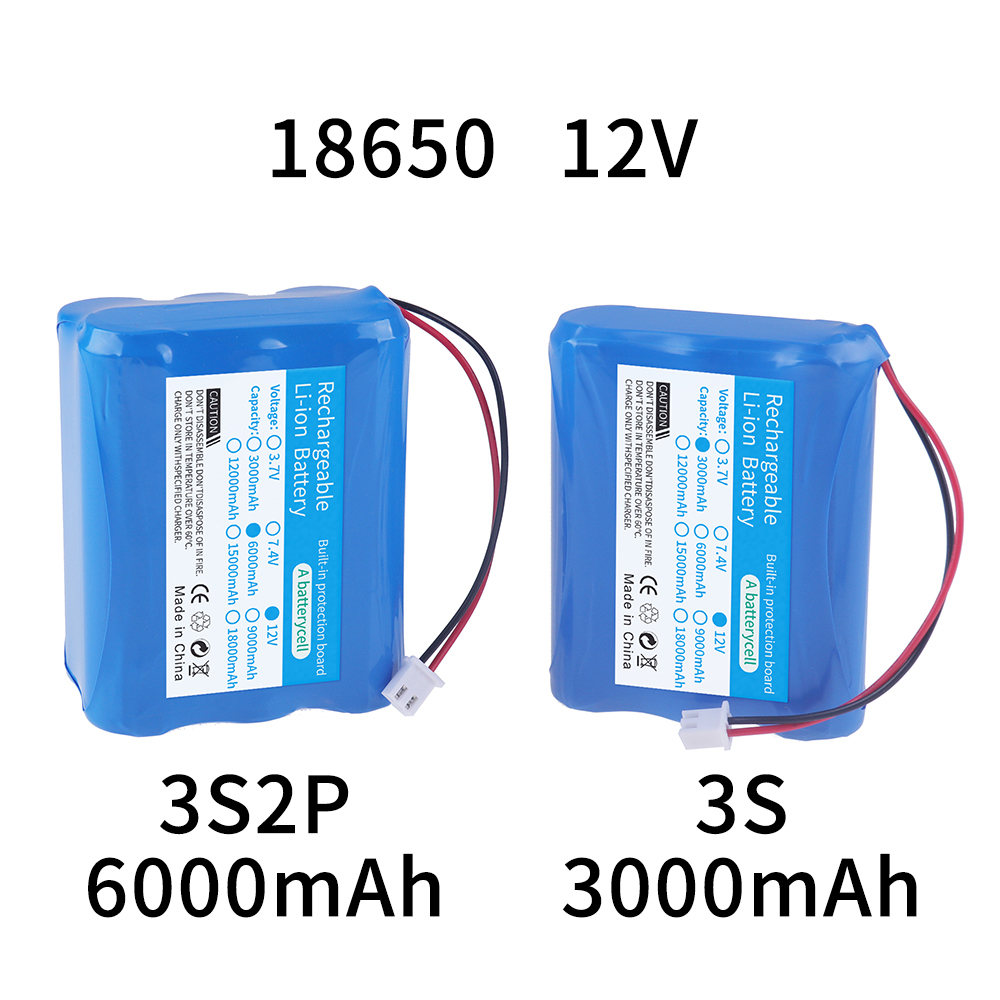 12V 3000mAh 6000mAh Rechargeable 18650 Li-Ion Battery Pack for Backup Power Ups Monitor CCTV Camera Battery 12.6V Accessories