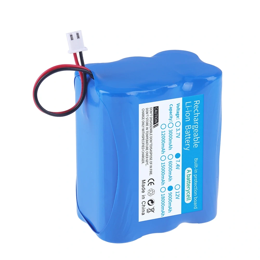 New 2S3P 18650 7.4V 9000mAh Rechargeable Lithium Ion Battery Pack,for Megaphone Speaker, Wireless Monitoring, Projectors