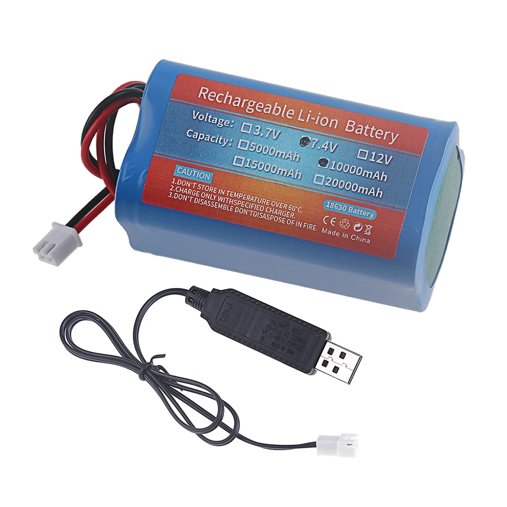 7.4V 18650 lithium battery 5000mAh 10000mAh 15000mAh Rechargeable battery pack megaphone speaker Monitors LED lights XH-2P Plug