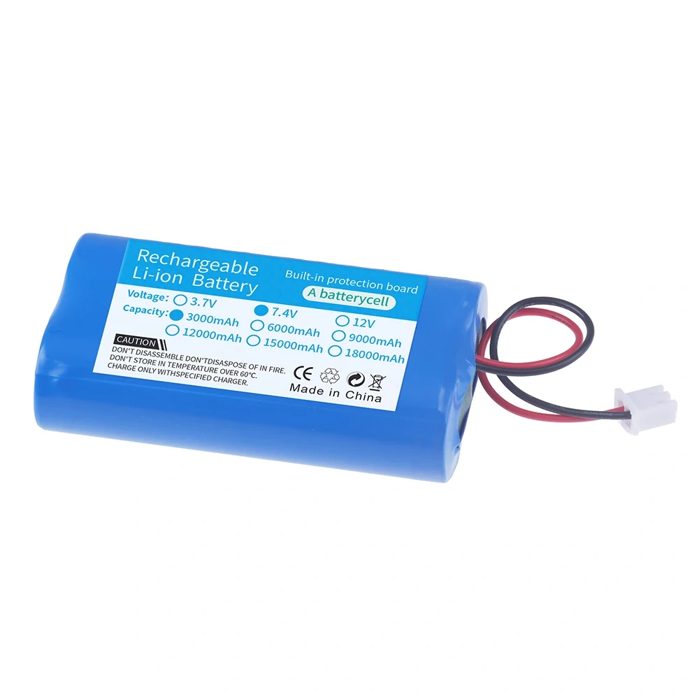 New 7.4V 3Ah Rechargeable Lithium Battery Pack 2S1P 18650 3000mAh Cell For Megaphone Speaker Power Bank Small Player RC+2P Plug