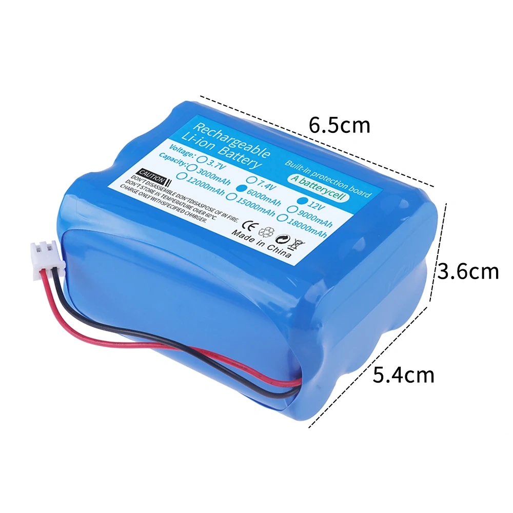 18650 3S2P 12V 6000mAh Li-Ion Battery Pack for Backup Power Ups Monitor CCTV Camera Battery 12.6V Battery