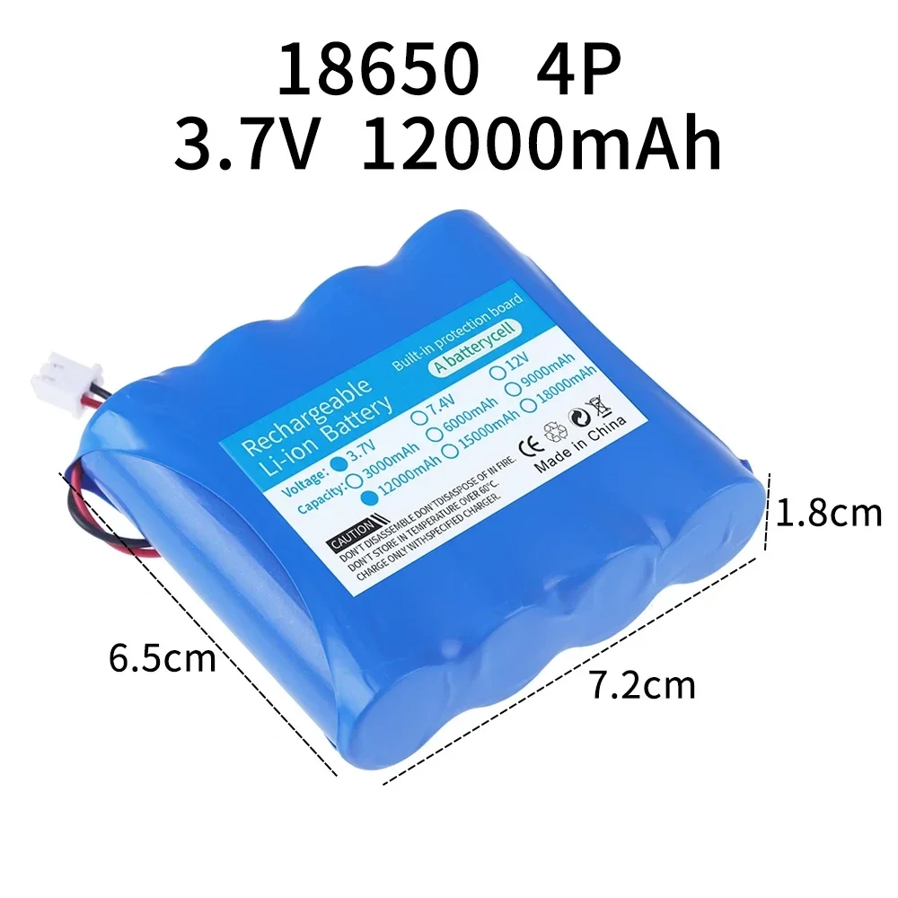 3.7V Lithium Battery Pack 18650 3000mAh 6000mAh 9000mAh 12000mAh for Fishing LED Light Bluetooth Speaker Emergency DIY batteries