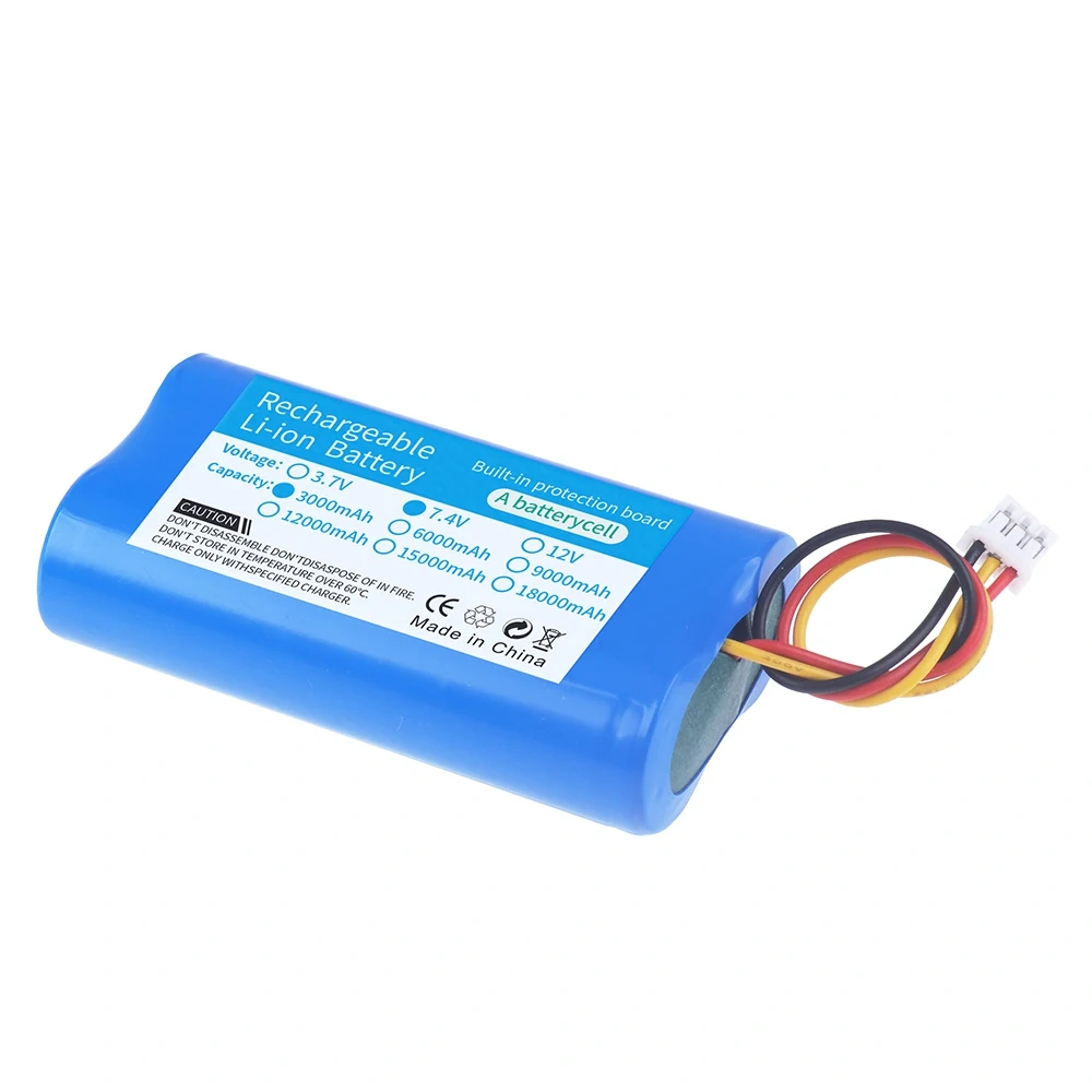 7.4V 3000mAh Rechargeable lithium battery 2S1P 18650 battery For megaphone speaker Power Bank Small player RC toys parts+3P Plug