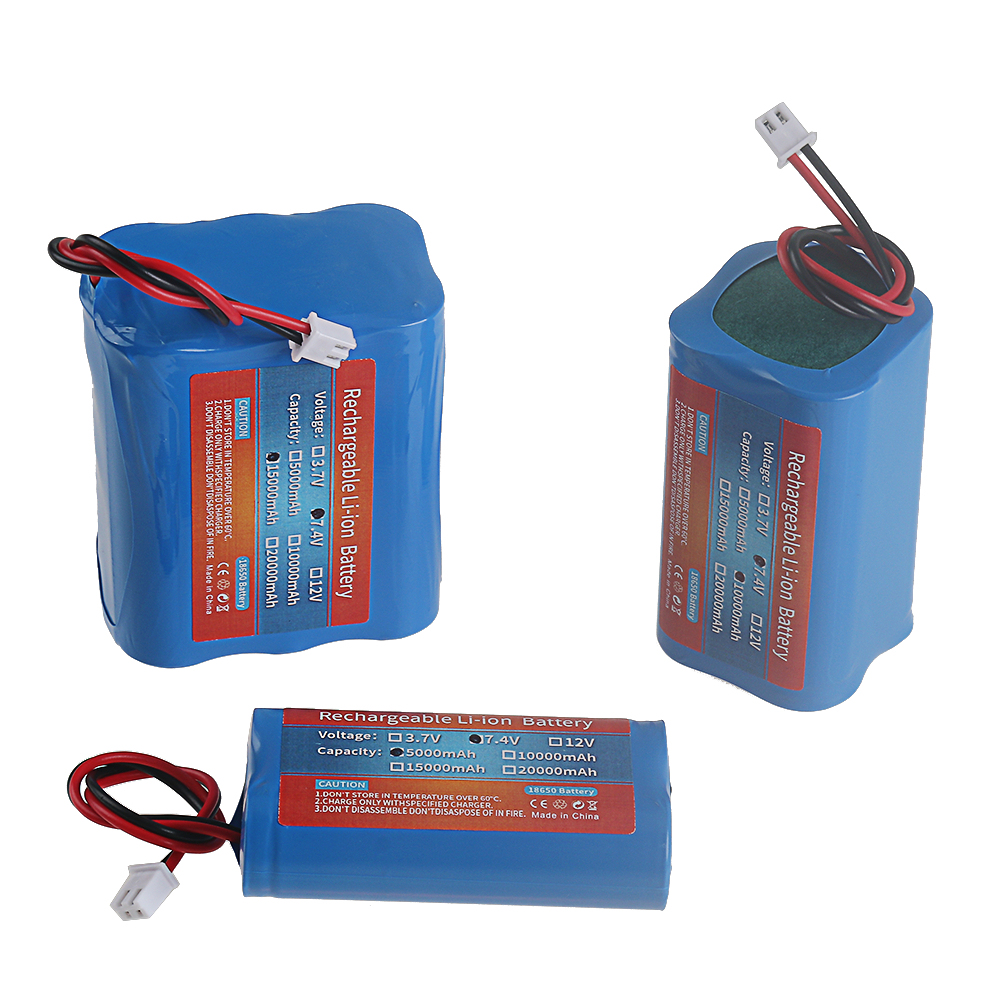7.4V 18650 lithium battery 5000mAh 10000mAh 15000mAh Rechargeable battery pack megaphone speaker Monitors LED lights PH2.0-2P Plug